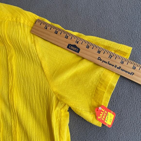 Vtg 80s 90s Two Potato Button Down Tie Back Short Sleeve Maxi Dress S Yellow NOS - Picture 13 of 16